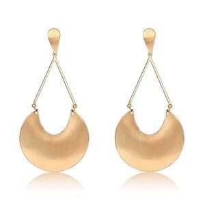 Womens Gold Teardrop Dangle Drop Metal 4" Earrings